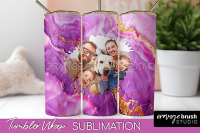 Photo Tumbler Wrap, Marble Family Frame Tumbler Sublimation Sublimation OrangeBrushStudio 