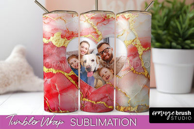 Photo Tumbler Wrap, Marble Family Frame Tumbler Sublimation Sublimation OrangeBrushStudio 