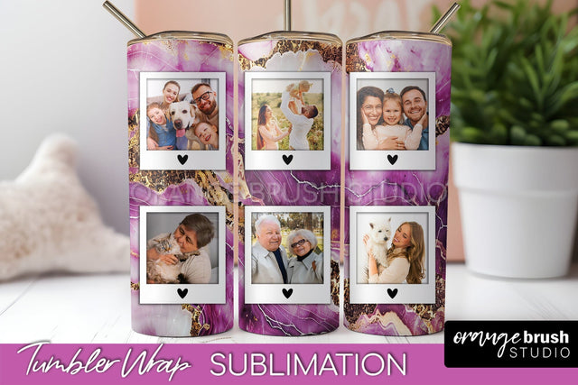 Photo Tumbler Wrap, Marble Family Frame Tumbler Sublimation Sublimation OrangeBrushStudio 