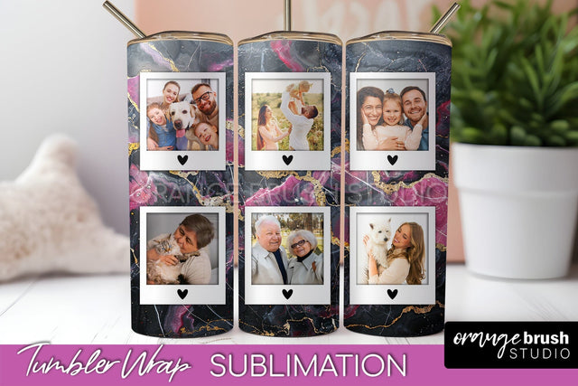 Photo Tumbler Wrap, Marble Family Frame Tumbler Sublimation Sublimation OrangeBrushStudio 
