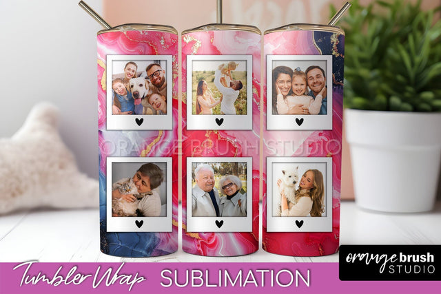 Photo Tumbler Wrap, Marble Family Frame Tumbler Sublimation Sublimation OrangeBrushStudio 