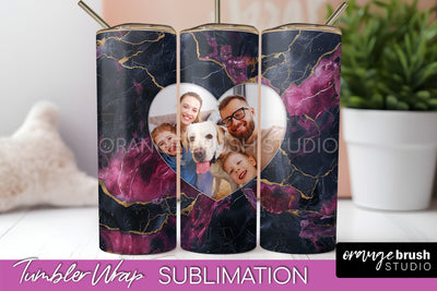 Photo Tumbler Wrap, Marble Family Frame Tumbler Sublimation Sublimation OrangeBrushStudio 