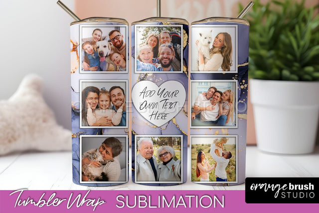 Photo Tumbler Wrap, Marble Family Frame Tumbler Sublimation Sublimation OrangeBrushStudio 