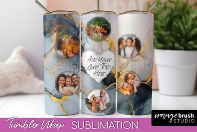 Photo Tumbler Wrap, Marble Family Frame Tumbler Sublimation Sublimation OrangeBrushStudio 