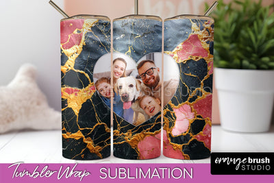 Photo Tumbler Wrap, Marble Family Frame Tumbler Sublimation Sublimation OrangeBrushStudio 