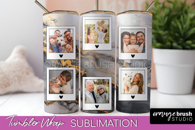 Photo Tumbler Wrap, Marble Family Frame Tumbler Sublimation Sublimation OrangeBrushStudio 