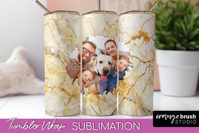 Photo Tumbler Wrap, Marble Family Frame Tumbler Sublimation Sublimation OrangeBrushStudio 