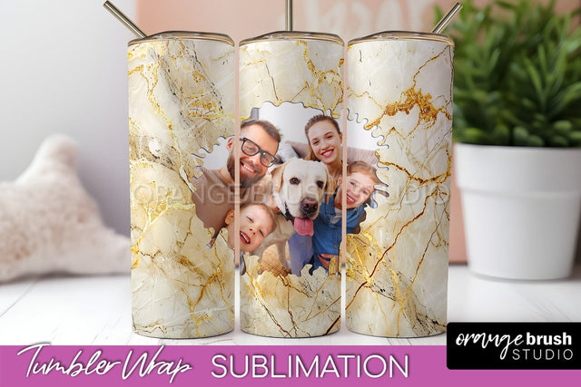 Photo Tumbler Wrap, Marble Family Frame Tumbler Sublimation Sublimation OrangeBrushStudio 