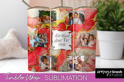 Photo Tumbler Wrap, Marble Family Frame Tumbler Sublimation Sublimation OrangeBrushStudio 