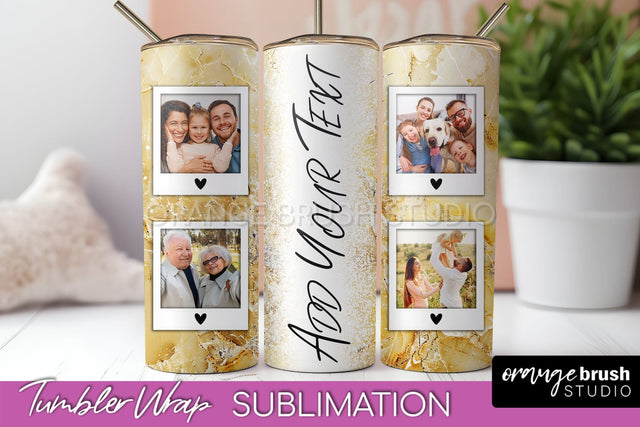 Photo Tumbler Wrap, Marble Family Frame Tumbler Sublimation Sublimation OrangeBrushStudio 