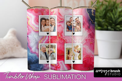 Photo Tumbler Wrap, Marble Family Frame Tumbler Sublimation Sublimation OrangeBrushStudio 