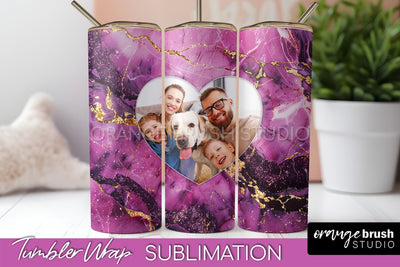 Photo Tumbler Wrap, Marble Family Frame Tumbler Sublimation Sublimation OrangeBrushStudio 