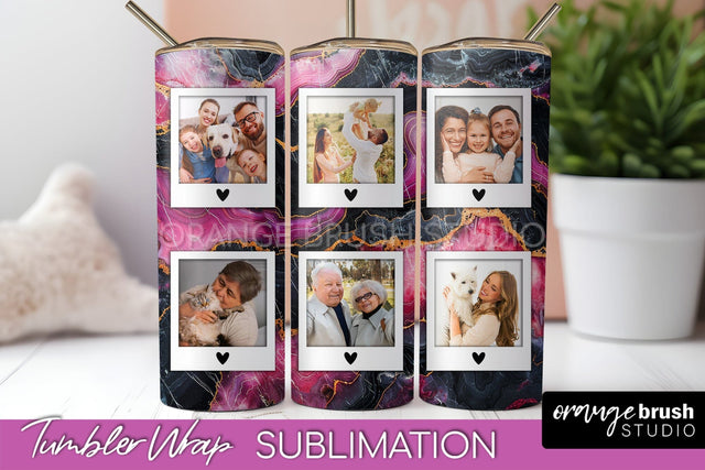 Photo Tumbler Wrap, Marble Family Frame Tumbler Sublimation Sublimation OrangeBrushStudio 