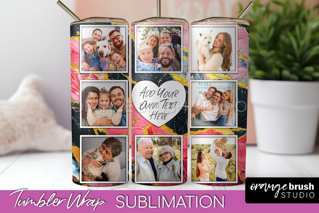 Photo Tumbler Wrap, Marble Family Frame Tumbler Sublimation Sublimation OrangeBrushStudio 