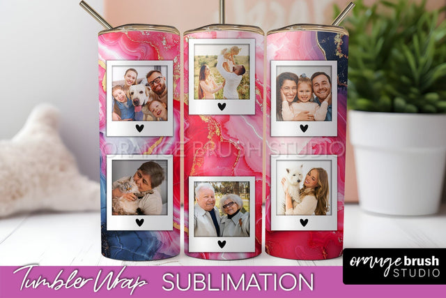 Photo Tumbler Wrap, Marble Family Frame Tumbler Sublimation Sublimation OrangeBrushStudio 