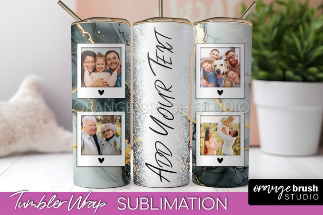 Photo Tumbler Wrap, Marble Family Frame Tumbler Sublimation Sublimation OrangeBrushStudio 