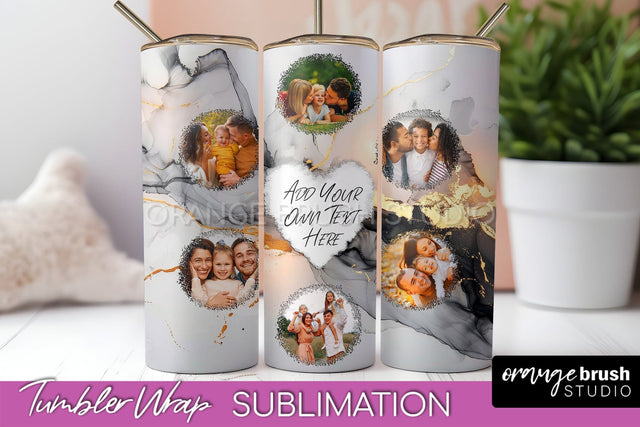 Photo Tumbler Wrap, Marble Family Frame Tumbler Sublimation Sublimation OrangeBrushStudio 