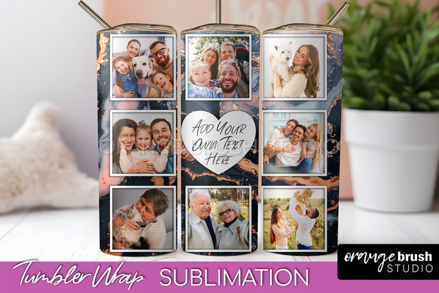 Photo Tumbler Wrap, Marble Family Frame Tumbler Sublimation Sublimation OrangeBrushStudio 