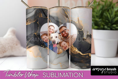 Photo Tumbler Wrap, Marble Family Frame Tumbler Sublimation Sublimation OrangeBrushStudio 