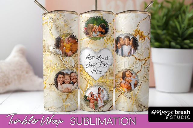 Photo Tumbler Wrap, Marble Family Frame Tumbler Sublimation Sublimation OrangeBrushStudio 