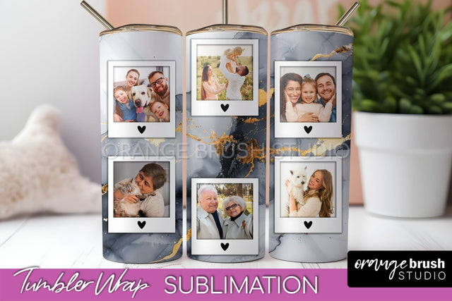Photo Tumbler Wrap, Marble Family Frame Tumbler Sublimation Sublimation OrangeBrushStudio 