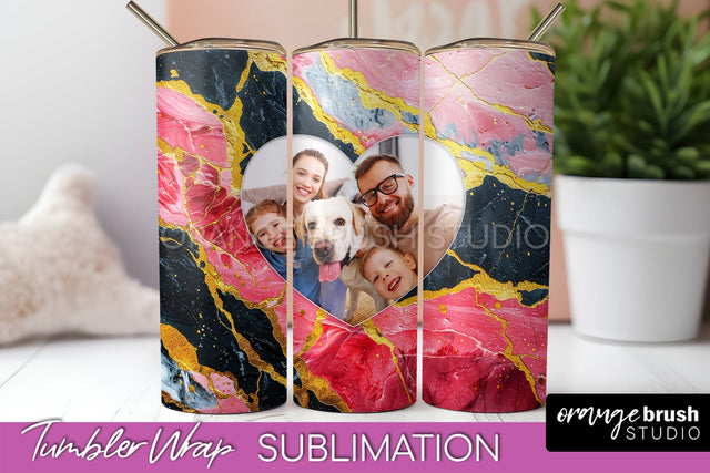 Photo Tumbler Wrap, Marble Family Frame Tumbler Sublimation Sublimation OrangeBrushStudio 