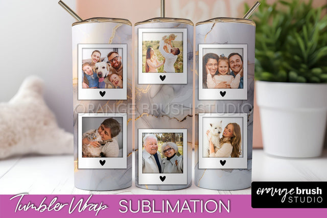 Photo Tumbler Wrap, Marble Family Frame Tumbler Sublimation Sublimation OrangeBrushStudio 