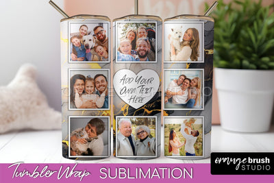 Photo Tumbler Wrap, Marble Family Frame Tumbler Sublimation Sublimation OrangeBrushStudio 