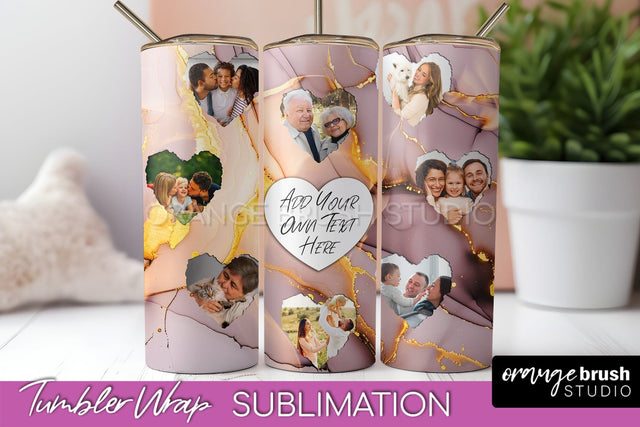 Photo Tumbler Wrap, Marble Family Frame Tumbler Sublimation Sublimation OrangeBrushStudio 