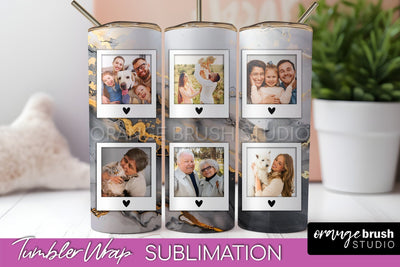 Photo Tumbler Wrap, Marble Family Frame Tumbler Sublimation Sublimation OrangeBrushStudio 