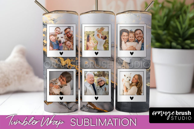 Photo Tumbler Wrap, Marble Family Frame Tumbler Sublimation Sublimation OrangeBrushStudio 