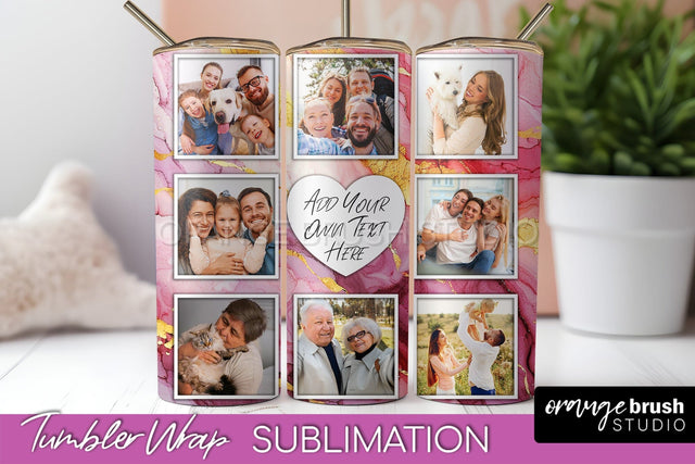Photo Tumbler Wrap, Marble Family Frame Tumbler Sublimation Sublimation OrangeBrushStudio 