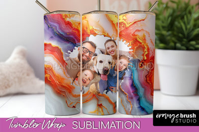 Photo Tumbler Wrap, Marble Family Frame Tumbler Sublimation Sublimation OrangeBrushStudio 