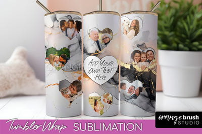 Photo Tumbler Wrap, Marble Family Frame Tumbler Sublimation Sublimation OrangeBrushStudio 