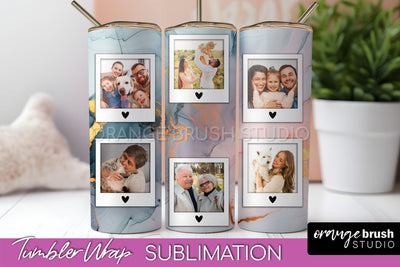 Photo Tumbler Wrap, Marble Family Frame Tumbler Sublimation Sublimation OrangeBrushStudio 