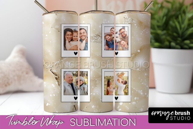 Photo Tumbler Wrap, Marble Family Frame Tumbler Sublimation Sublimation OrangeBrushStudio 