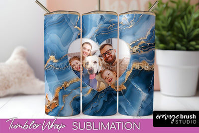 Photo Tumbler Wrap, Marble Family Frame Tumbler Sublimation Sublimation OrangeBrushStudio 
