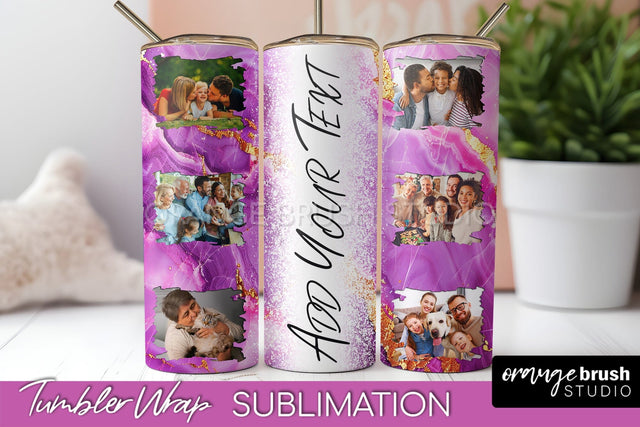 Photo Tumbler Wrap, Marble Family Frame Tumbler Sublimation Sublimation OrangeBrushStudio 