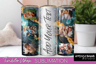 Photo Tumbler Wrap, Marble Family Frame Tumbler Sublimation Sublimation OrangeBrushStudio 
