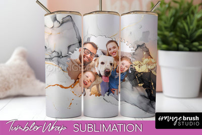 Photo Tumbler Wrap, Marble Family Frame Tumbler Sublimation Sublimation OrangeBrushStudio 