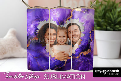 Photo Tumbler Wrap, Marble Family Frame Tumbler Sublimation Sublimation OrangeBrushStudio 