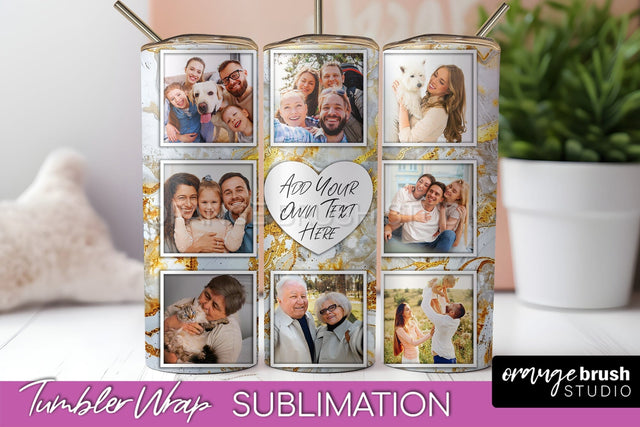 Photo Tumbler Wrap, Marble Family Frame Tumbler Sublimation Sublimation OrangeBrushStudio 