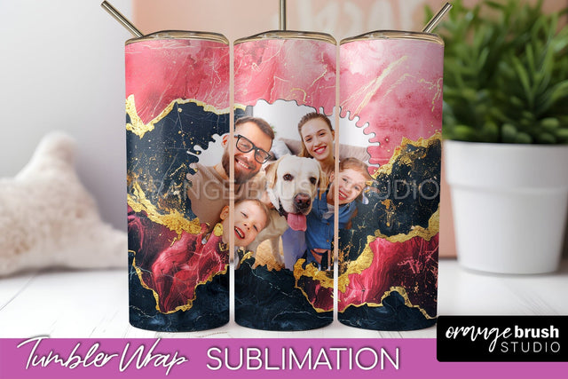 Photo Tumbler Wrap, Marble Family Frame Tumbler Sublimation Sublimation OrangeBrushStudio 