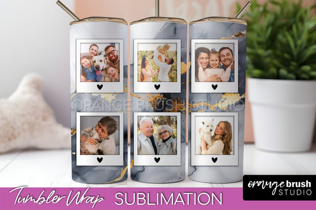 Photo Tumbler Wrap, Marble Family Frame Tumbler Sublimation Sublimation OrangeBrushStudio 