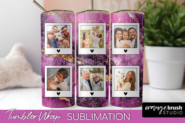 Photo Tumbler Wrap, Marble Family Frame Tumbler Sublimation Sublimation OrangeBrushStudio 