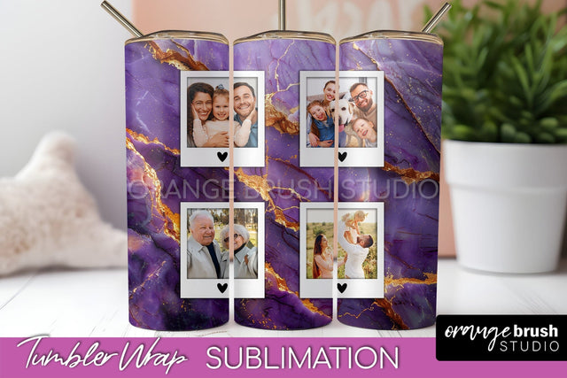 Photo Tumbler Wrap, Marble Family Frame Tumbler Sublimation Sublimation OrangeBrushStudio 