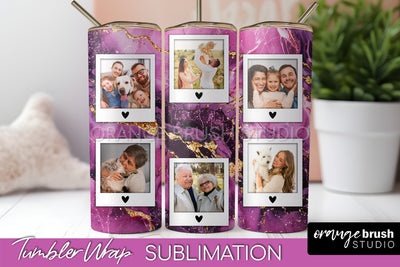 Photo Tumbler Wrap, Marble Family Frame Tumbler Sublimation Sublimation OrangeBrushStudio 