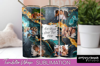 Photo Tumbler Wrap, Marble Family Frame Tumbler Sublimation Sublimation OrangeBrushStudio 