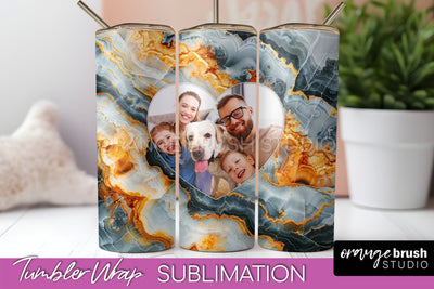 Photo Tumbler Wrap, Marble Family Frame Tumbler Sublimation Sublimation OrangeBrushStudio 