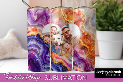 Photo Tumbler Wrap, Marble Family Frame Tumbler Sublimation Sublimation OrangeBrushStudio 